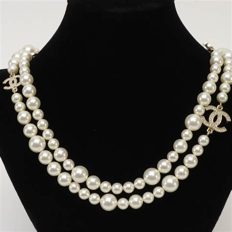 chanel double pearl necklace|authentic chanel pearl necklace.